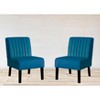 CAVINAS Velvet Upholstered Accent Chair with Minimalist Design and Solid Wood Legs,Modern Armless Chairs for Bedroom,Reading Room,Dark Blue,2PC - 4 of 4