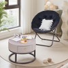 VECELO Folding Saucer Chair, Moon Chair with Metal Frame, Faux Fur for Bedroom or Living Room, Gray/Black - 3 of 4