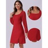 Allegra K Women's Square Neck Split Side Semi-Sheer Puff Sleeve Mini A-Line Dress - 2 of 4