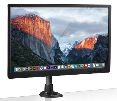 Black Adjustable Single Monitor Desk Mount with C-Clamp