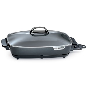 Presto Slimline Electric Skillet with Tempered Glass Lid, Nonstick Kitchen Appliance Multi-Cooker Pot for Cooking, 16 Inches, Black - 1 of 4
