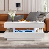 TIRAMISUBEST Lift-Top Coffee Table with 2 Drawers, Modern Center Table with Adequate Hidden Compartment, Multi-Functional Cocktail Table w/ LED Lights - 2 of 4