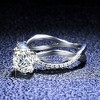 S925 Pure Silver Hollow Four-Claw Crown Engagement Ring for Women, Adjustable Size - 4 of 4