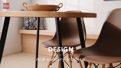35.5" Round Black MDF Mid-Century Modern Dining Table