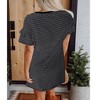 Amaryllis Women’s Relaxed Fit Striped Knit T-Shirt Dress with Cuffed Short Sleeves and Side Pockets - 4 of 4
