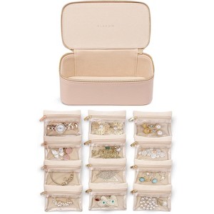 6-Piece Travel Jewelry Pouch Set, Clear Velvet Zipper Bags for Organized Storage, Gift for Women & Girls - 1 of 4