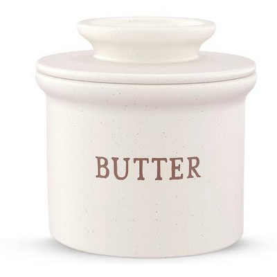 Kook Butter Keeper Dish, Ceramic Crock with Lid, For Soft Butter