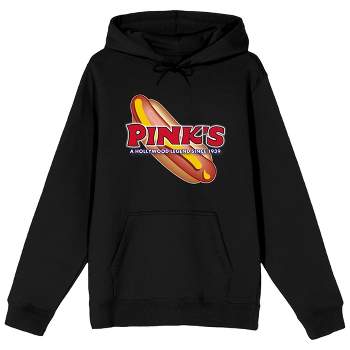 Pink's Hot Dogs Famous Food Logo Men's Black Hoodie