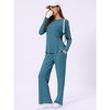 INSPIRE CHIC Women's Crewneck Split Hem Soft Long Sleeve with Pocket Knit Pajamas Set - 3 of 4