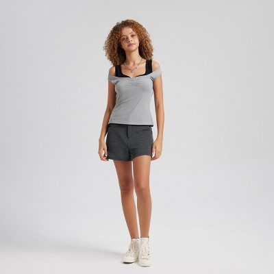 Women's 2pk Ruched Tank Top- Gray & Black Large : Target