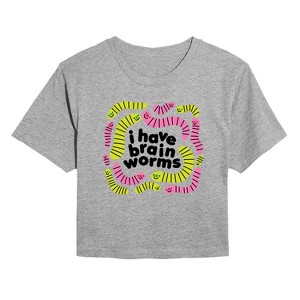 Women's - Instant Message - I Have Brain Worms Cropped Graphic T-Shirt - 1 of 4