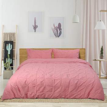 PiccoCasa Polyester 3 Piece Solid Color Duvet Cover with 2 Pillowcases
