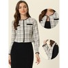 Allegra K Women's Elegant Contrast Piping Round Neck Button Front Long Sleeve Tweed Blazer - image 2 of 4