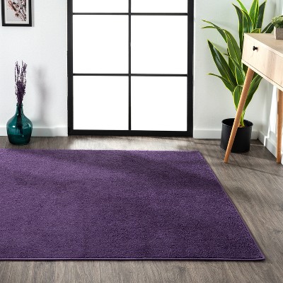 Haze Solid Purple 3' x 5' Easy Care Synthetic Area Rug