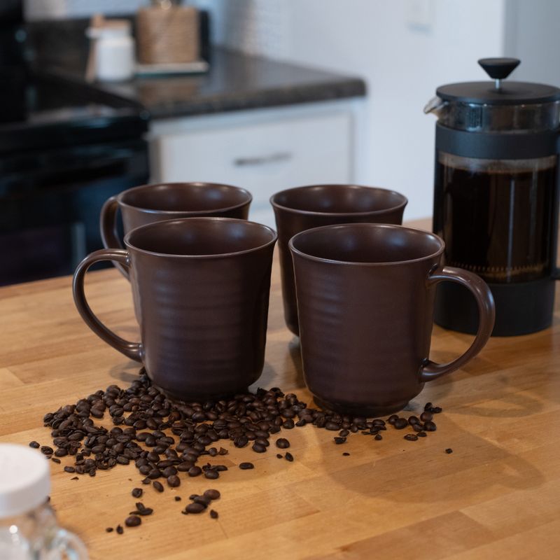Elanze Designs Brown Matte Glaze Finish 17 ounce Stoneware Coffee Cup Mugs Set of 4, 5 of 6