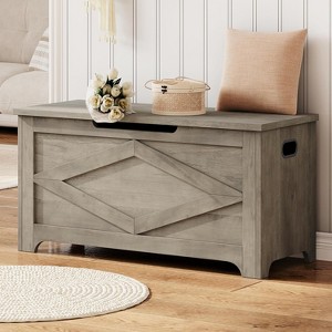 Modern Wooden Storage Chest plaything Bench with Lift-Top and Safety Hinge–Durable 300 Lb Capacity plaything Chest for Entryway,Bedroom - 1 of 4