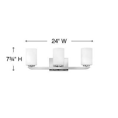 Hinkley Kyra 24"W Polished Nickel 3-Light Bath Light, 5 of 9