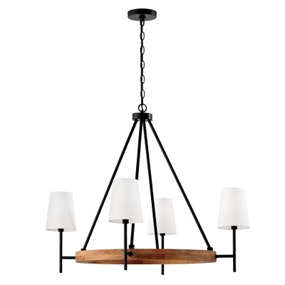 Capital Lighting Jonah 4 - Light Chandelier in  Light Wood/Matte Black