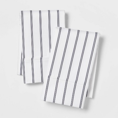 Standard 400 Thread Count Printed Pillowcase Blue Stripe - Threshold™