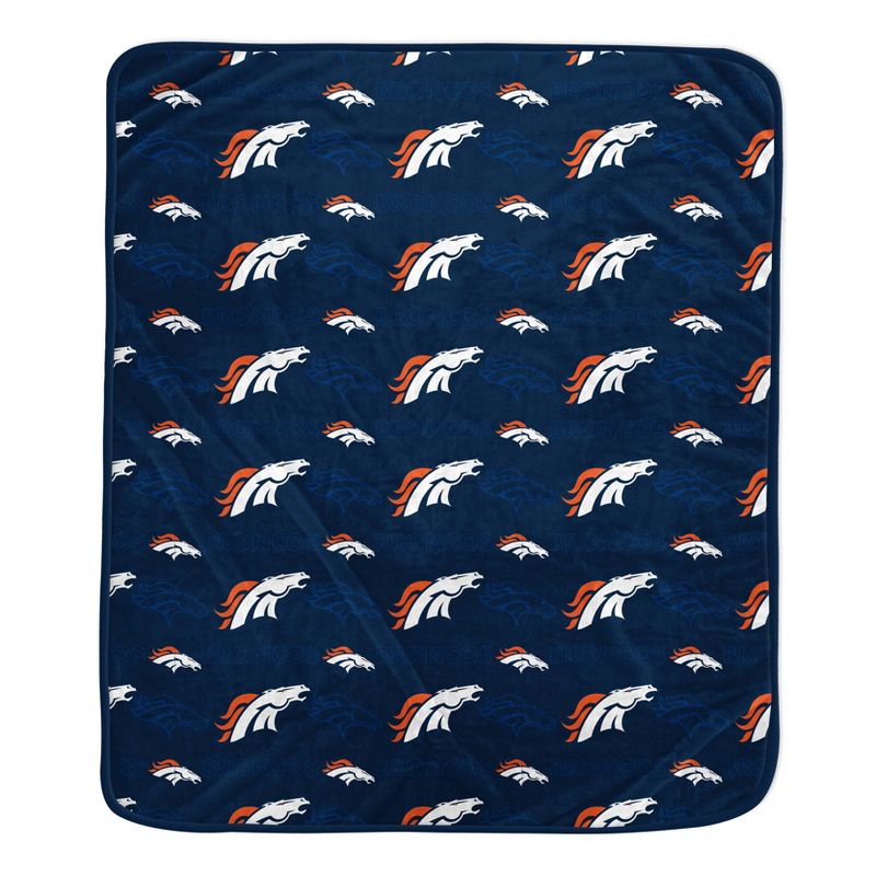 NFL Denver Broncos Repeat Tonal Logo Flannel Fleece Blanket, 1 of 2