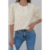 Amaryllis Women's Eyelet Puff Sleeve Blouse Chic Boho-Inspired Embroidered Top Elegant Style - 2 of 4