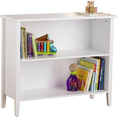 White Solid Wood Adjustable 2-Tier Kids Bookcase