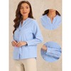 Allegra K Women's V Neck Striped Button Down Long Sleeve Business Casual Blouse - 2 of 4