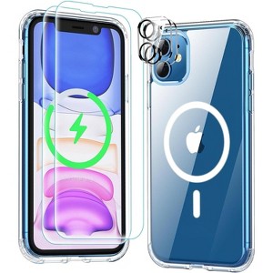 Entronix Case Magnetic Crystal Clear Case Designed for Apple iPhone 12 with 2 Tempered and Camera Lens, Shockproof Transparent - 1 of 1