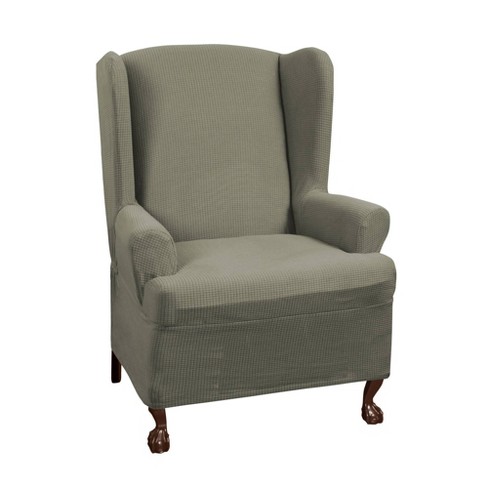 Deep Sage Stretch Reeves Wing Chair Slipcover Maytex Target