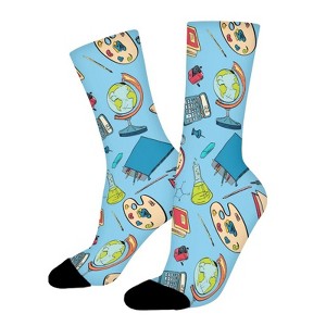 Education Icon Doodle Women Printed Crew Socks Funny Funky Socks Soft Polyester Novelty Gifts for Artists Men - 1 of 1