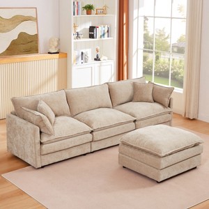 KWPZQEB 102" Modular Sectional Sofa, L Shaped Couch Set with Movable Ottoman, Chenille 3-Seater Cloud Couch with Throw Pillows for Living Room - 1 of 4