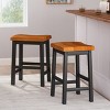 Christopher Knight Home Pomeroy Farmhouse Rubberwood 24 Inch Backless Saddle Counter Stools (Set of 2) - 2 of 4