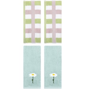 REGALWOVEN 4 Pcs Cotton Bathroom Soft Absorbent Cotton Hand Towels - 1 of 4