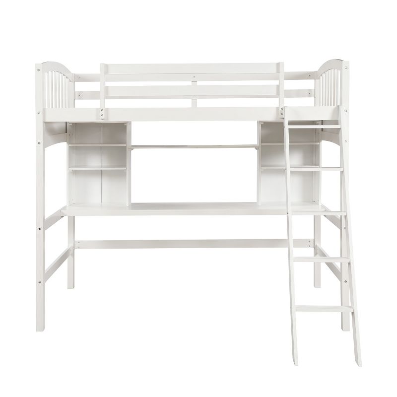 Twin size Loft Bed with Storage Shelves, Desk and Ladder - ModernLuxe, 5 of 10