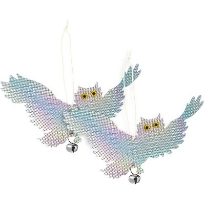 Juvale 2 Pack Hanging Reflective Owls, Bird Reflector, Deterrent & Repellent Pest Control Device