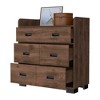 SKRAN Simple Dresser, 5 Drawer Bedroom Storage Cabinet with One Double Drawer and Four Single Drawers and Handles for living rooms - 4 of 4
