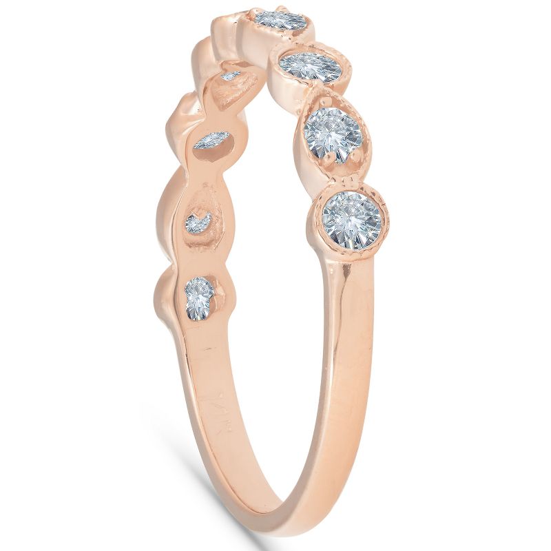 Pompeii3 1/3Ct Diamond Wedding Ring Womens Stackable 14k Rose Gold Anniversary Band, 2 of 6