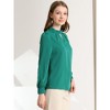 INSPIRE CHIC Women's Office Keyhole Elegant Stand Collar Long Sleeve Back Neck Button Blouse - 4 of 4