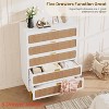 Rattan 5 Drawer Dresser for Bedroom, Chest of Drawers with Deep Drawers, Large Double Dresser for Closet with Wide Top, Tall Wooden Dresser - 4 of 4