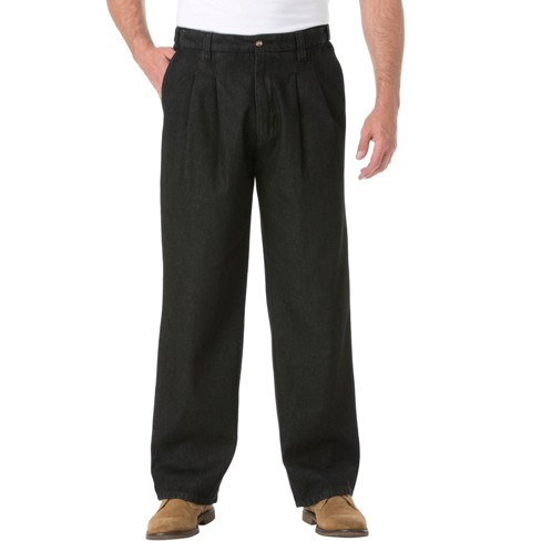 Kingsize Men's Big & Tall Relaxed Fit Comfort Waist Pleat-front ...