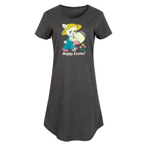 Women's - Instant Message - Vintage Happy Easter Graphic T-shirt Dress - 1 of 4