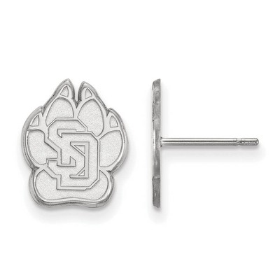 Black Bow Jewelry 14k White Gold South Dakota Coyotes NCAA Post Earrings