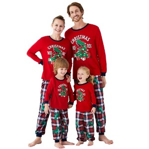 PATPAT Christmas Pajamas for Family Matching Sets Funny Glow in Dark Dinosaur Long Sleeve Sleepwear - 1 of 4