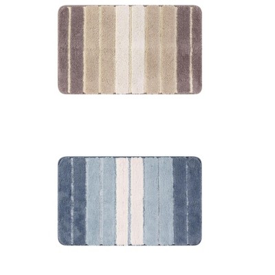 Unique Bargains Non-Slip Water Absorbent Soft Shaggy Rubber Back Bath Mats 2 Pcs