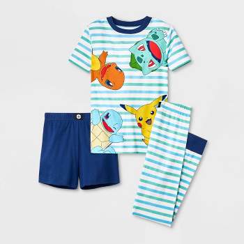 Boys' Pokémon 3pc Striped 100% Cotton Pajama Set - Blue