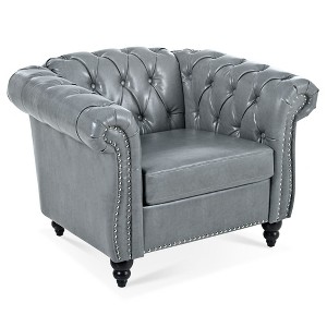 NicBex 38.98 Inch PU 1-Seater Single Sofa with Armrests and Wood Legs for Living Room,Apartment,Bedroom - 1 of 4