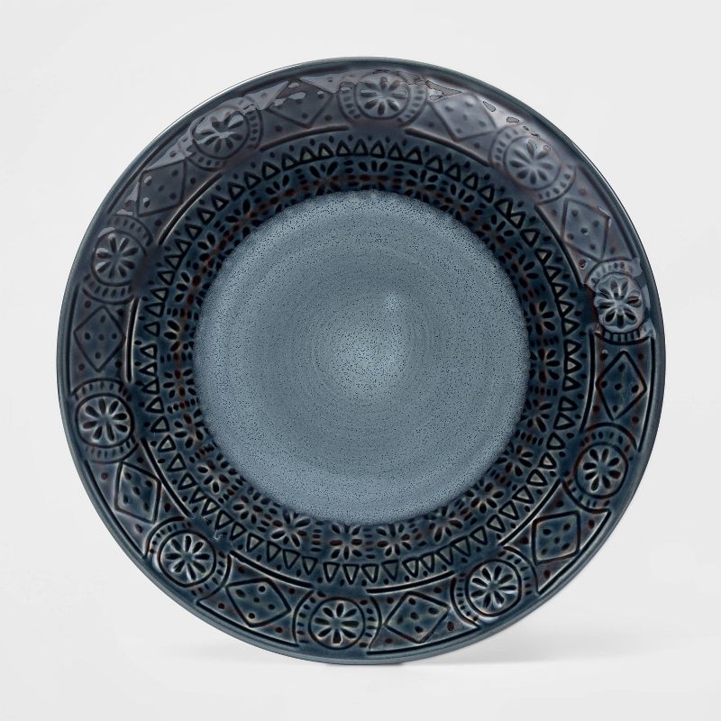 8.5" Ceramic Kingfield Debossed Salad Plate Blue - Threshold&#8482;, 1 of 2