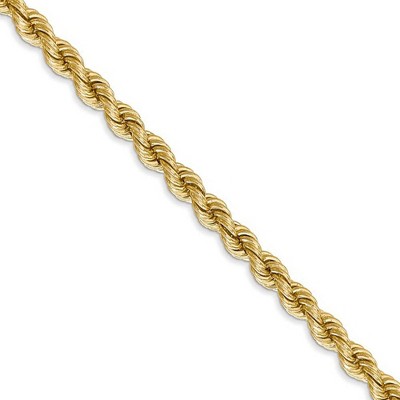 Black Bow Jewelry 4mm, 14k Yellow Gold, Handmade Solid Rope Chain Necklace