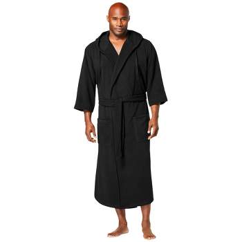 KingSize Men's Big & Tall Hooded Microfleece Maxi Robe with Front Pockets