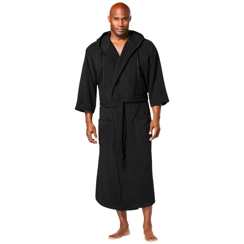 KingSize Men's Big & Tall Hooded Microfleece Maxi Robe with Front Pockets, 1 of 2
